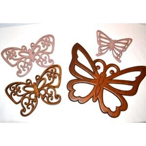 Butterflies Four Eclectic Boho Retro Cottage Shabby Wall Decor